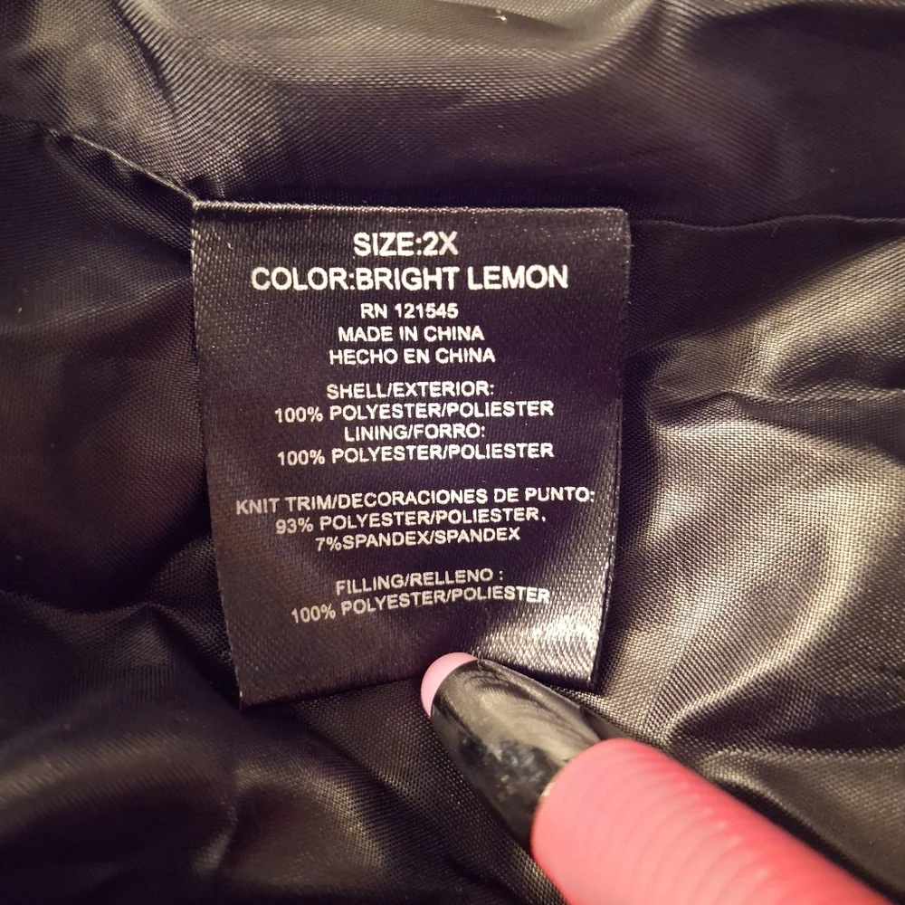 BCBGeneration Paris Puffer Jacket Hooded Yellow Full-Zip    Women Plus Size XXL - Picture 11 of 16